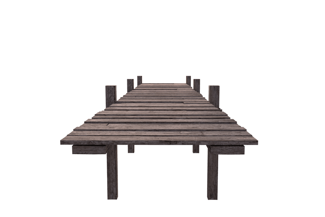 Wooden Pier On Transparent Background Digital Illustration