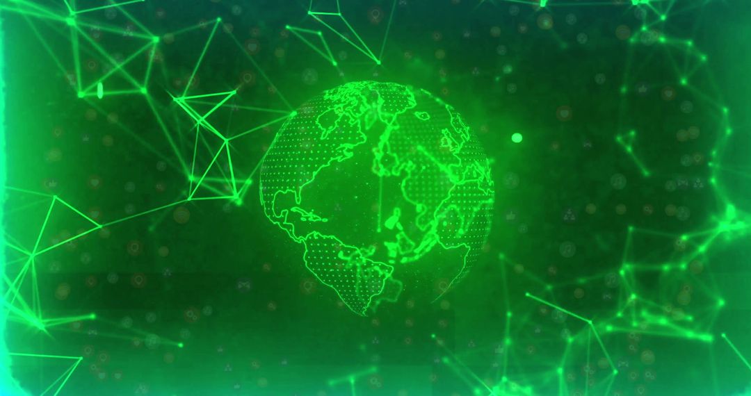 Digital Green Globe with Network Mesh Connections