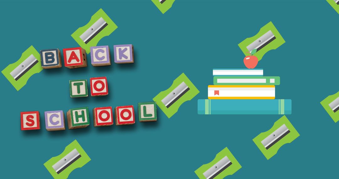 Back to School Design with Books and Apple Illustrations