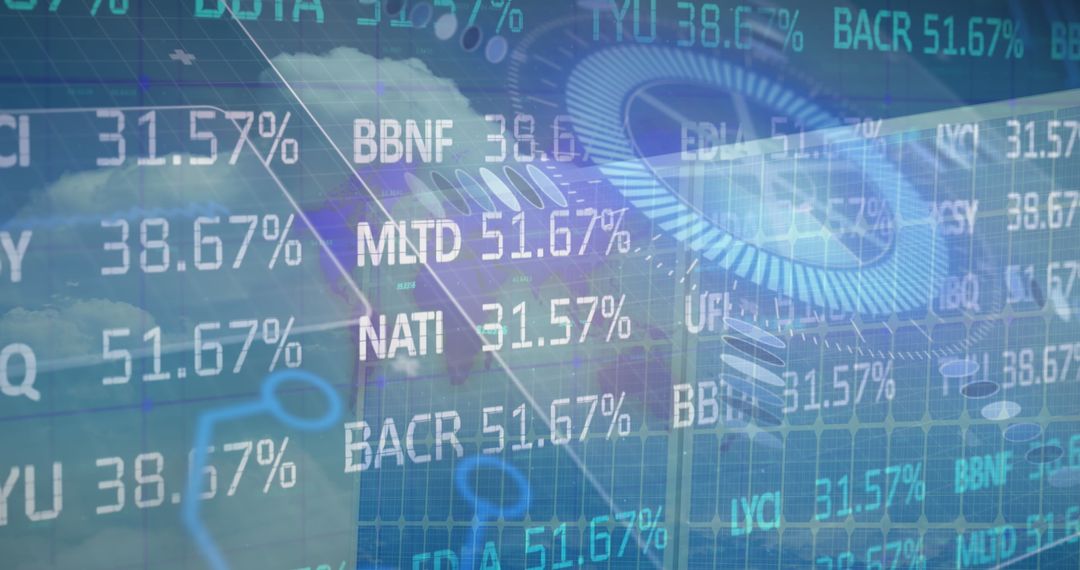 Green Energy Digital Finance Overlay with Financial Data and Solar Panels