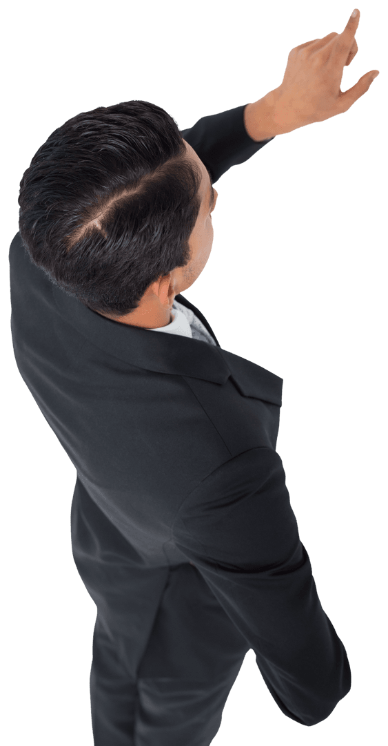 Businessman Pointing Up on Transparent Background