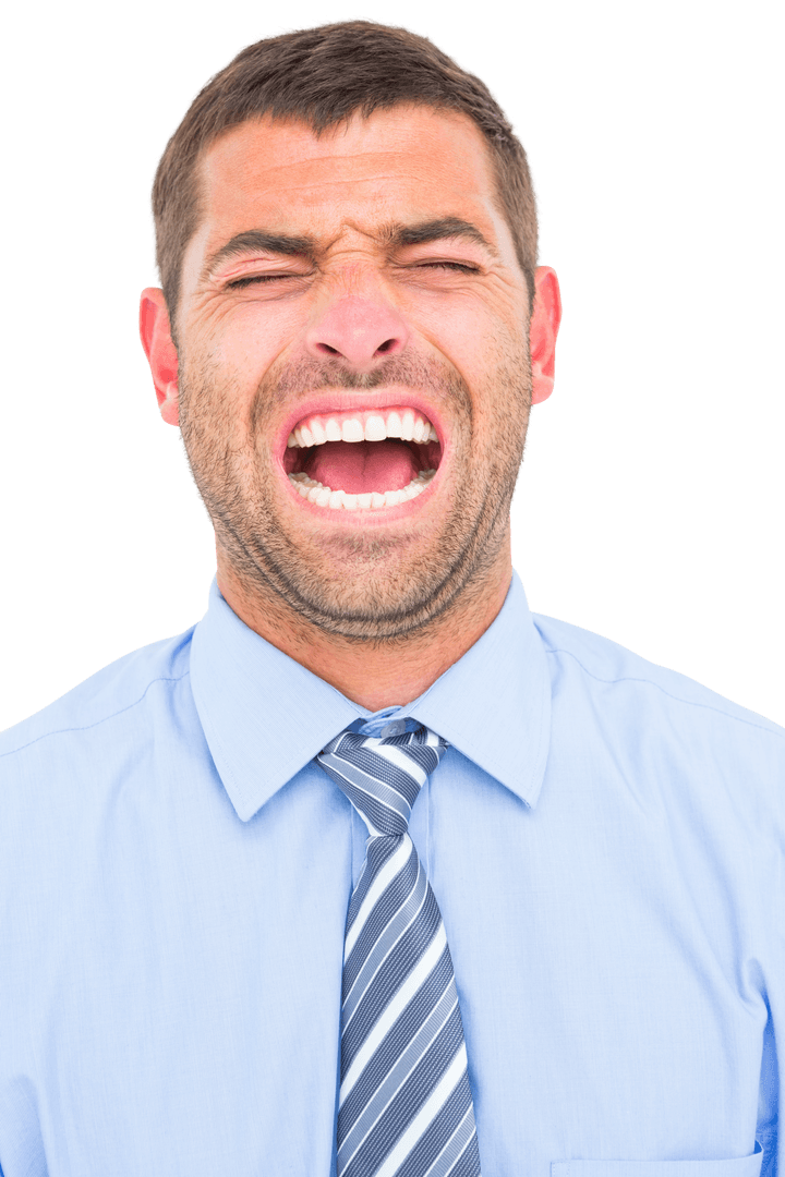 Transparent Furious Businessman Shouting in Silence
