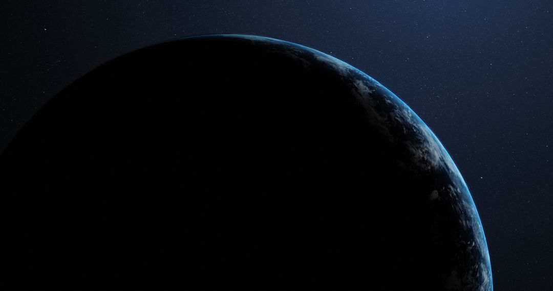 Earth Viewed from Space in Night Darkness with Copy Space