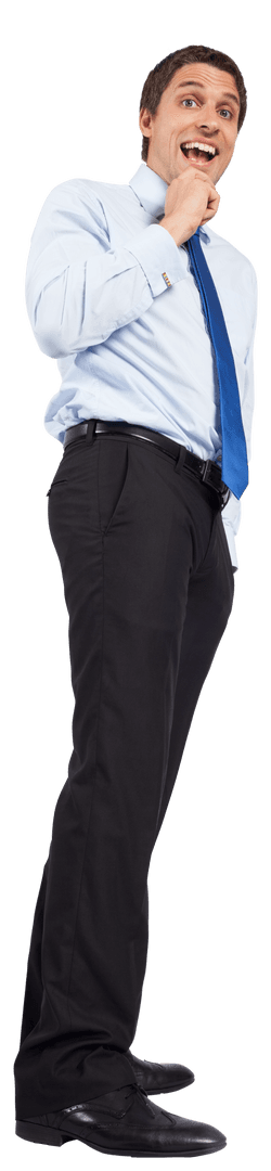 Surprised Caucasian Businessman Opening Mouth on Transparent Background