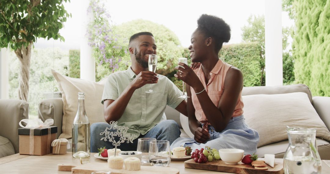 Romantic Anniversary Celebration with Champagne Outdoors