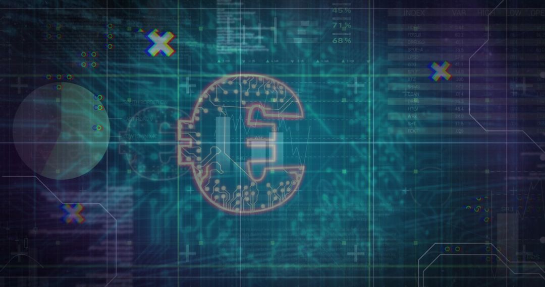 Futuristic Euro Symbol with Digital Circuit Pattern
