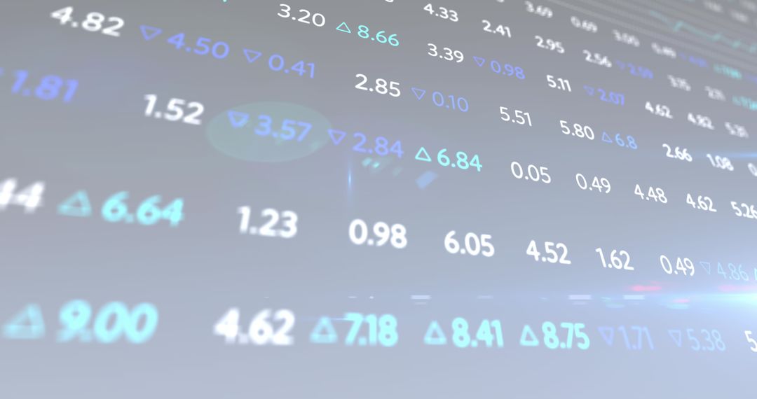 Dynamic Financial Digital Data Displayed on Blue Background