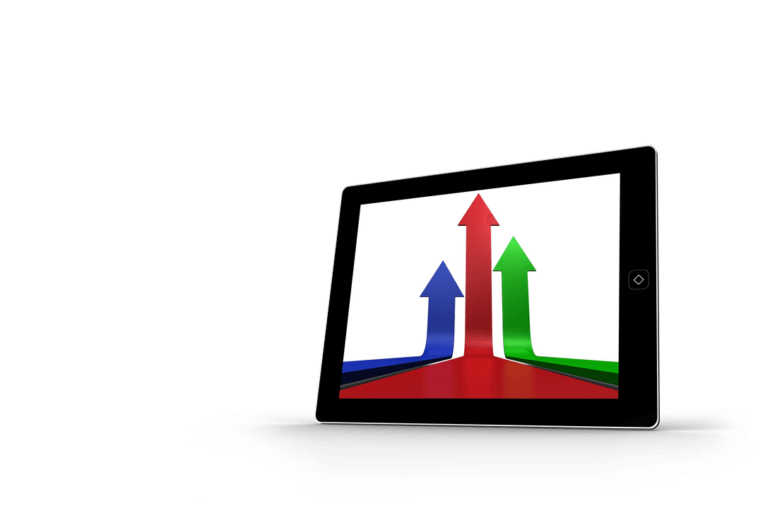 Transparent Tablet with Strategic Arrows on Screen