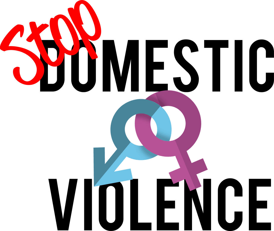 Stop Domestic Violence Concept on Transparent Background