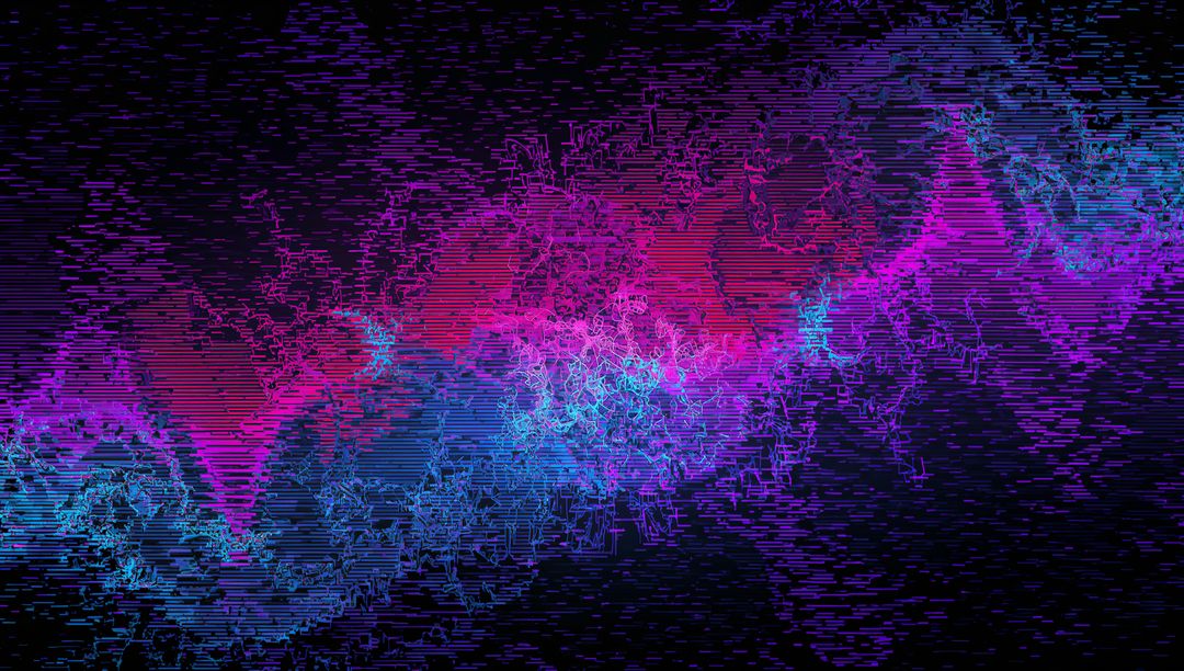 Dynamic Neon Fractal Glitch Wave on Digital Display