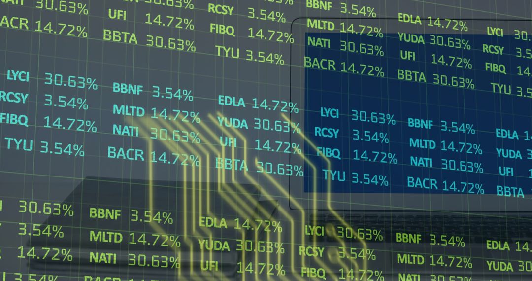 Financial Data Overlay with Digital Code Interface Aesthetic