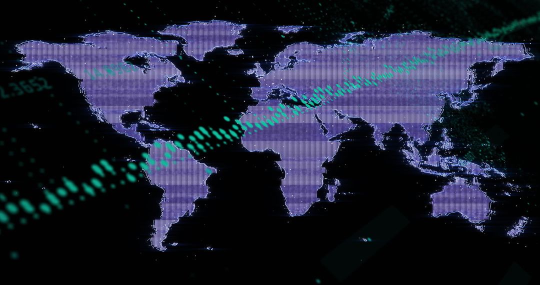 Global Finance Data Processing Over World Map
