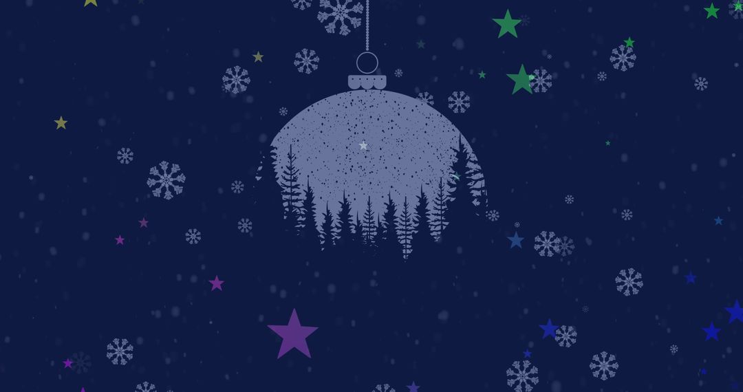 Festive Animation of Snowflakes with Christmas Ornament Silhouette