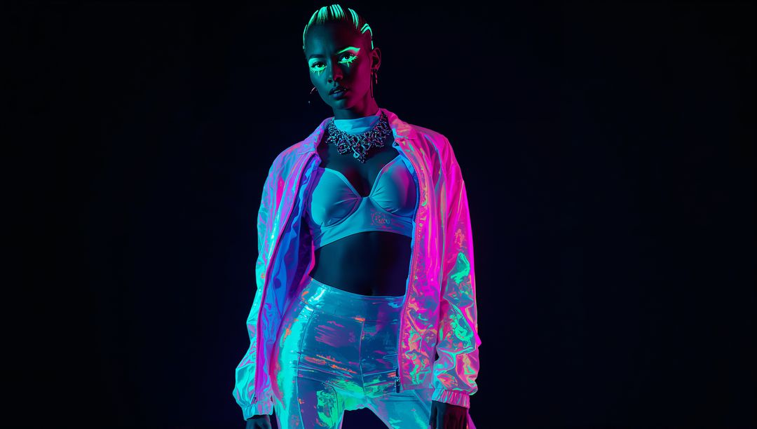 Futuristic Fashion Model in Neon Glow