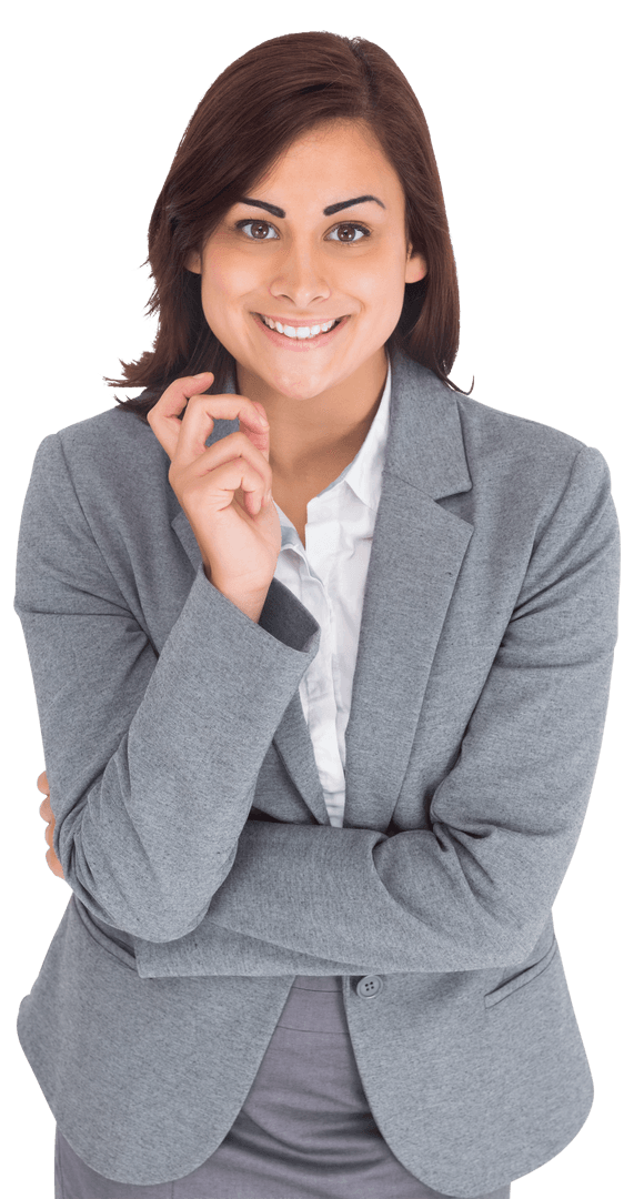 Confident Caucasian Businesswoman Arms Folded Transparent Background