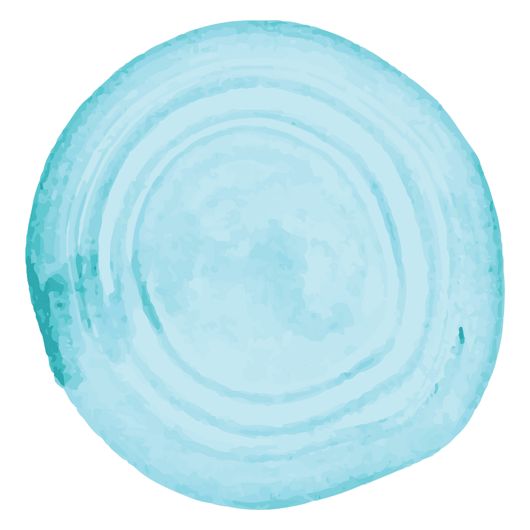 Blue Watercolor Circle Paint Smudge on Transparent Background