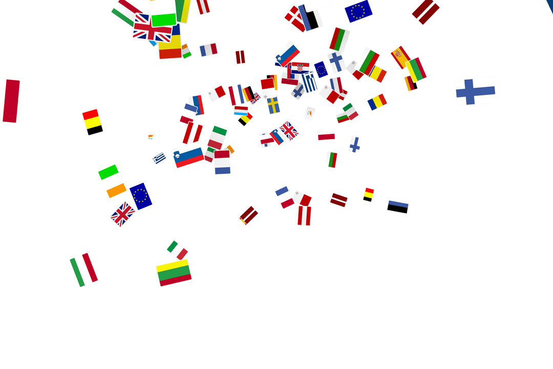 Falling National Flags on Transparent Background Vector Illustration