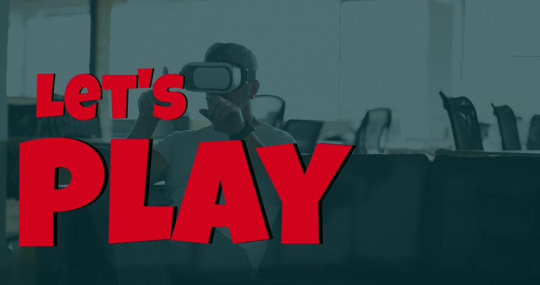 Man Wearing VR Headset Enjoying Virtual Reality Experience