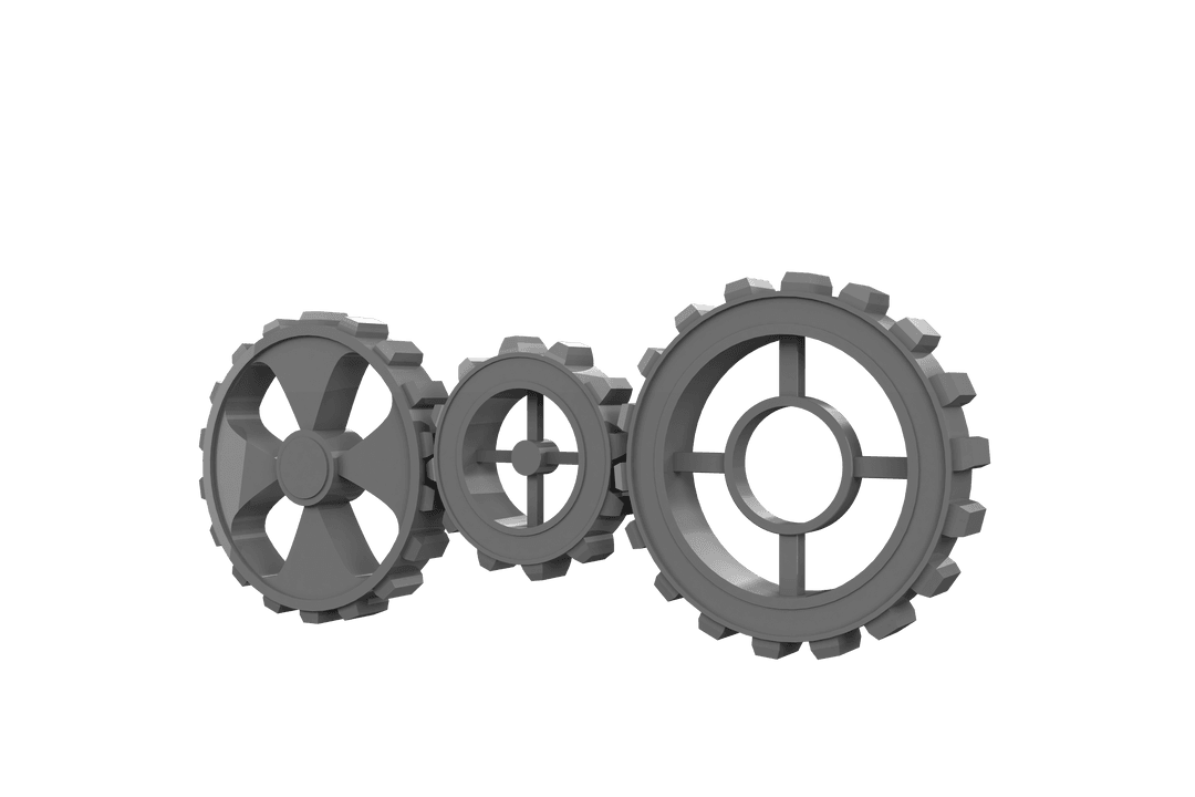 Digital Illustration of Gray Cogs on Transparent Background