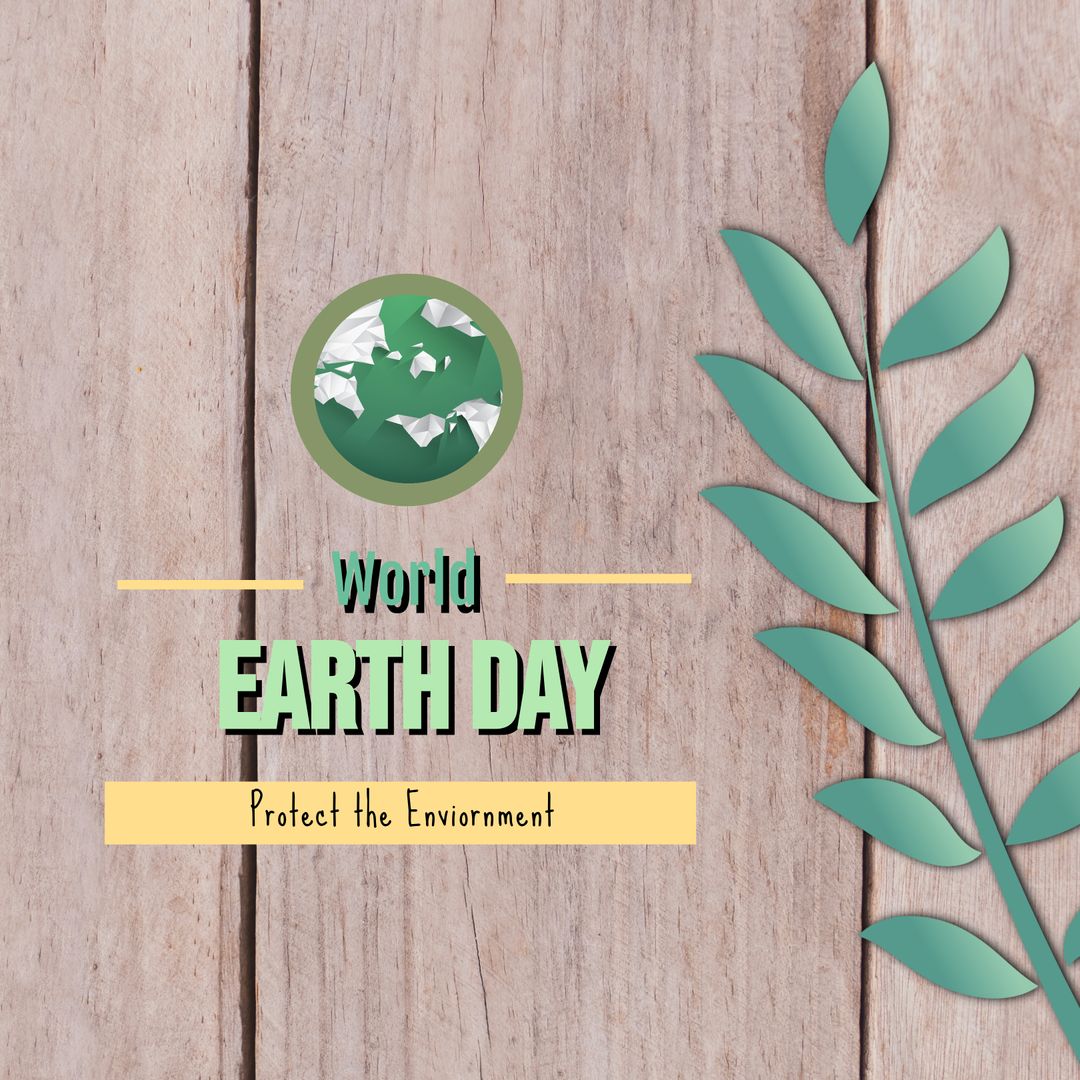 World Earth Day Environmental Awareness Design with Leaf and Globe