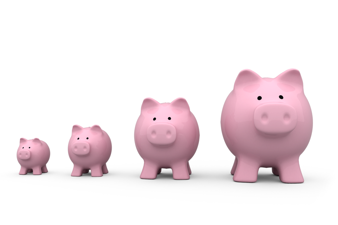 Transparent Pink Piggy Banks in Increasing Sizes, Finance Concept - Download Free Stock Images Pikwizard.com