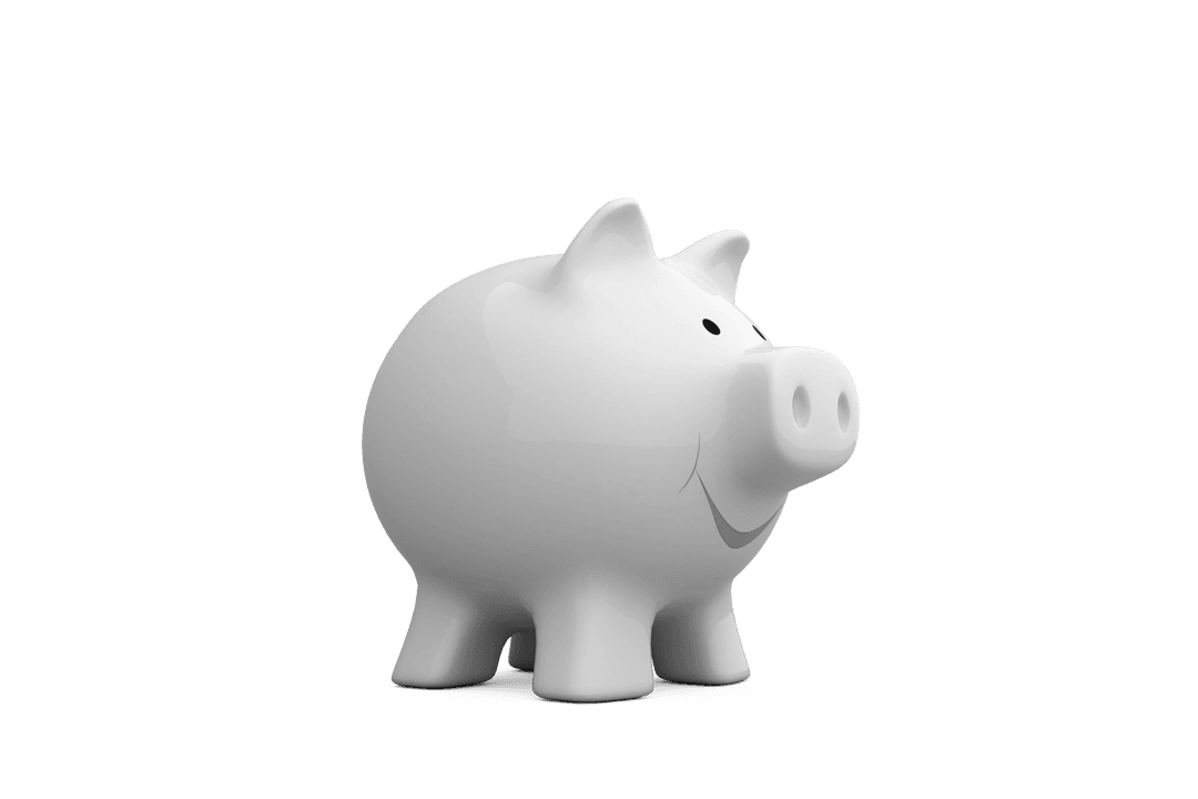 Transparent White Piggy Bank Illustration with Empty Space