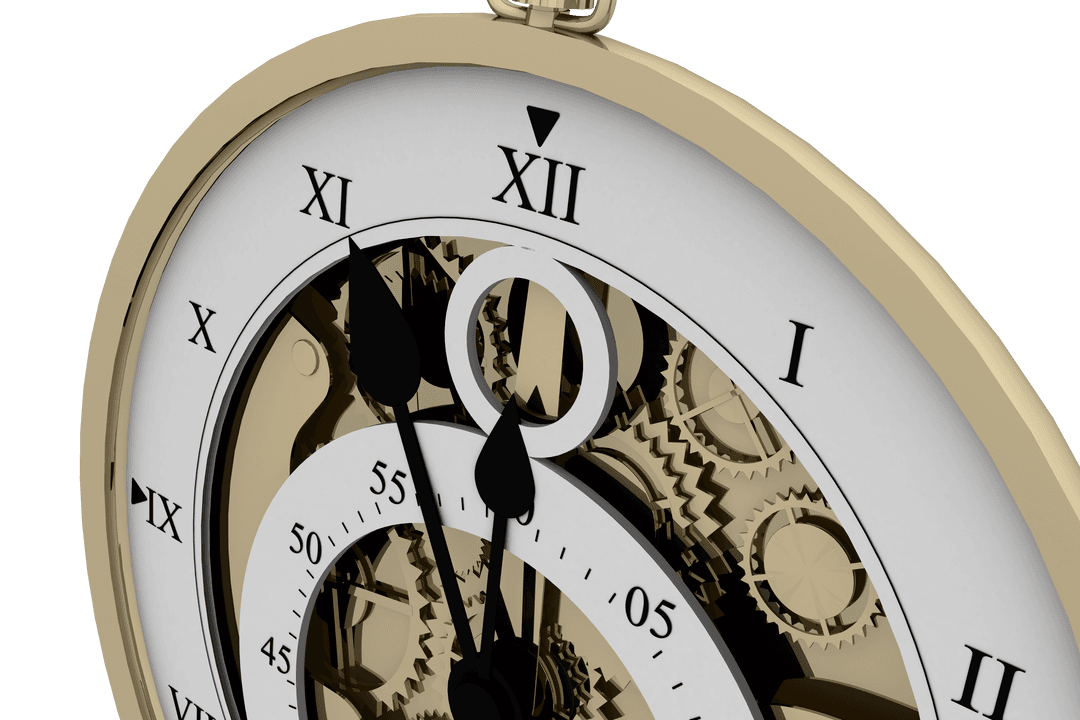 Close-Up Transparent Steel Pocket Watch Roman Numerals