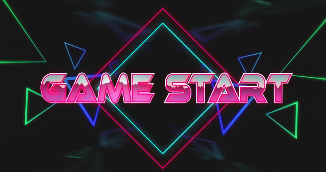 Neon Pink Game Start Arcade Screen with Geometric Shapes