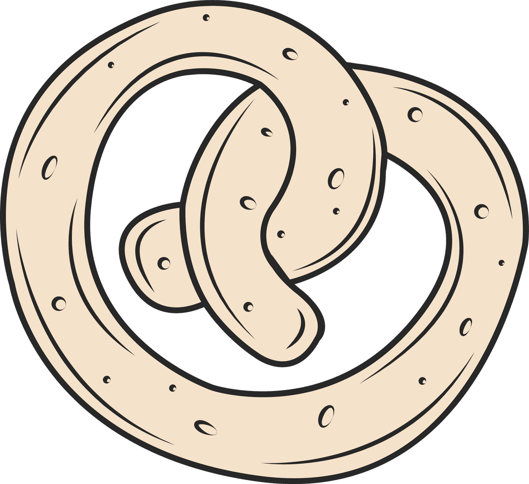 Twisted Pretzel Illustration on Transparent Background
