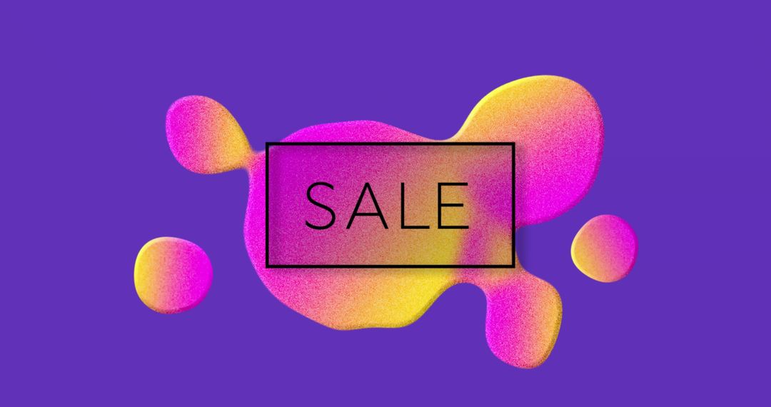 Vibrant Sale Banner with Fluid Shapes on Purple Background - Free Images, Stock Photos and Pictures on Pikwizard.com