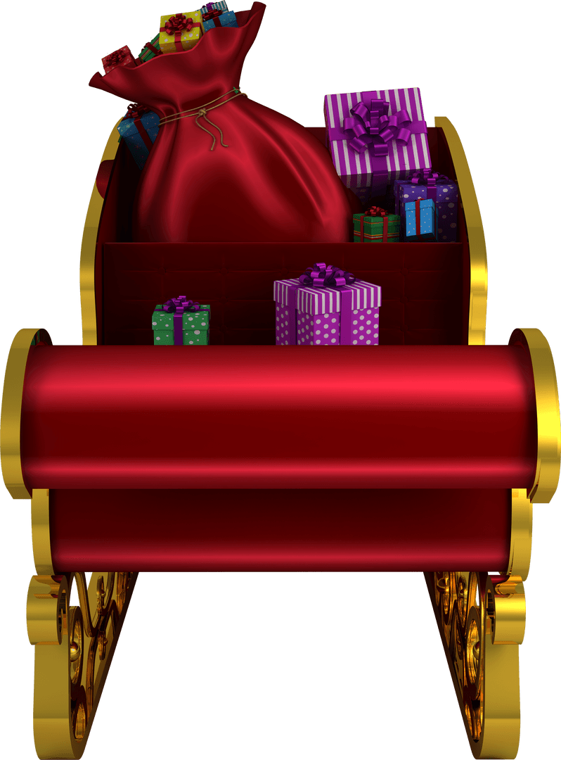 Festive Transparent Santa Sleigh Filled with Colorful Gifts
