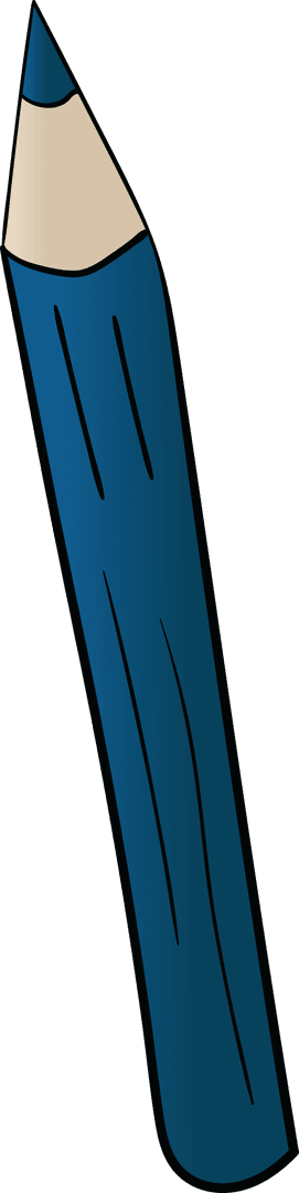 Illustration of Single Blue Color Pencil on Transparent Background