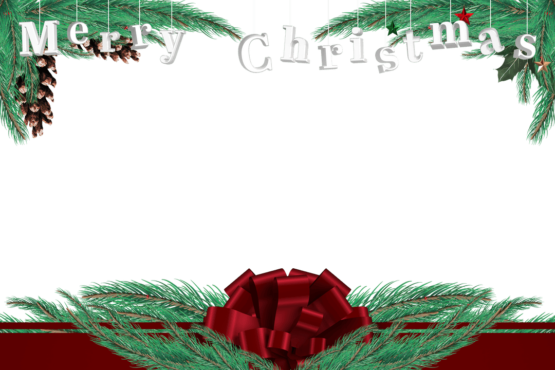 Transparent Christmas Frame with Fir Branches and Decorations