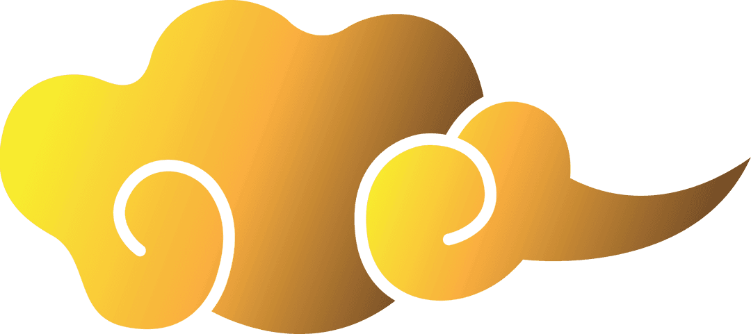 Golden Wispy Cloud Illustration with Transparent Background