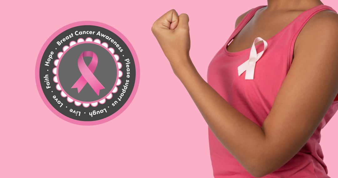 Empowered Woman Supporting Breast Cancer Awareness