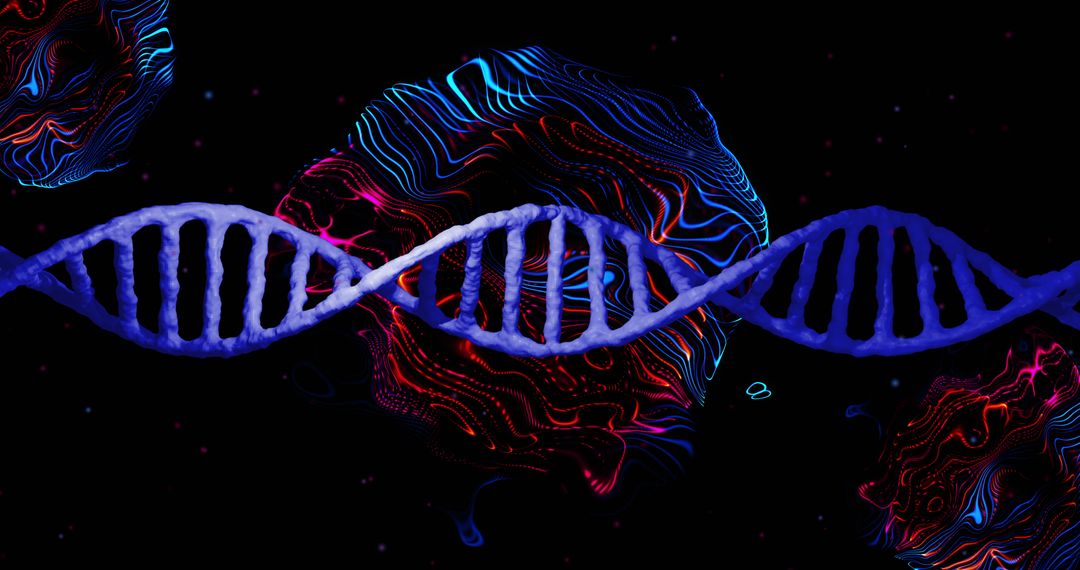 Digital DNA Strand on Abstract Tech Background