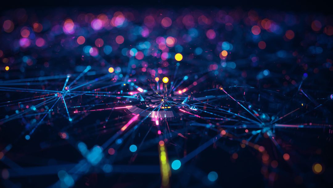 Futuristic Neon Network: Glowing Digital Web