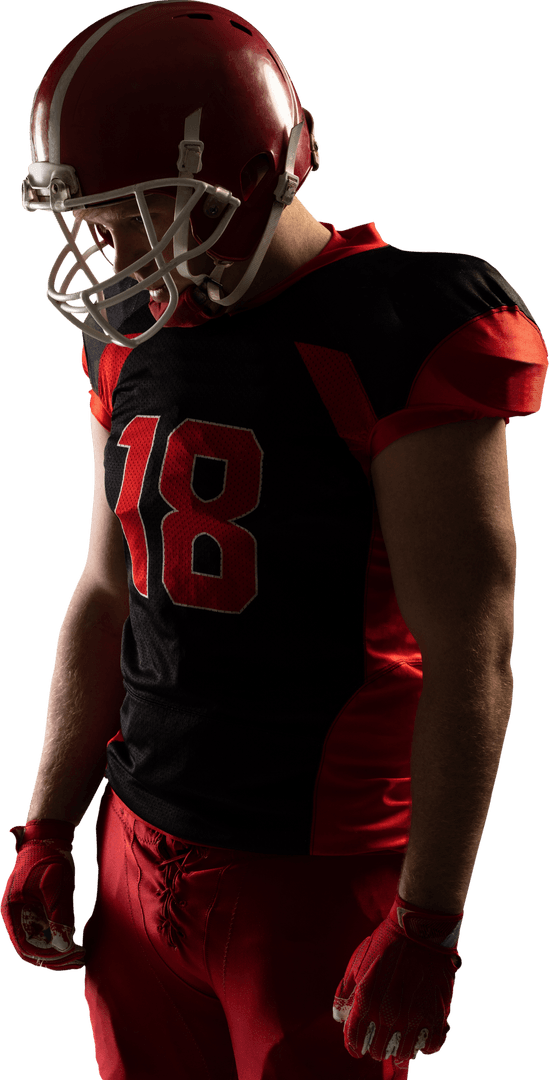 Transparent View of Young American Football Player in Helmet