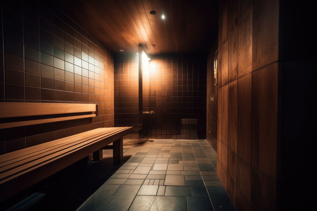 Interior of wooden sauna with bench, created using generative ai technology - Free Images, Stock Photos and Pictures on Pikwizard.com
