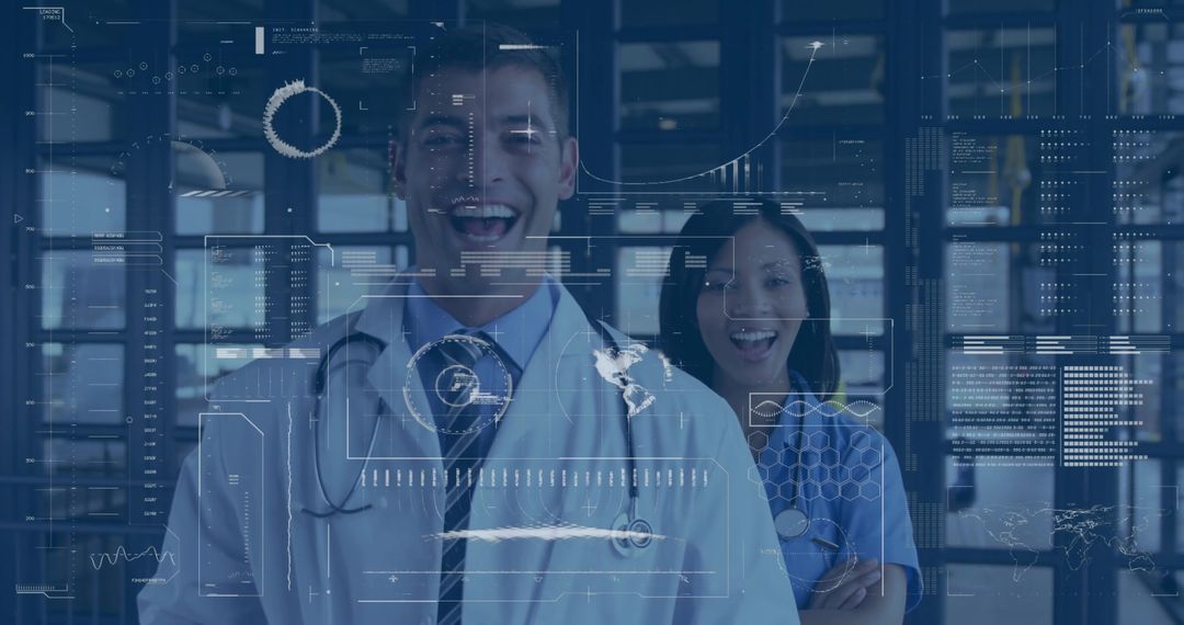 Healthcare Professionals Analyzing Virtual Graphics Technology