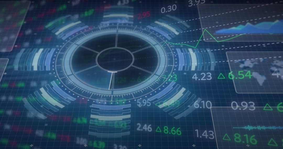 Futuristic Data Analysis Display with Digital Elements