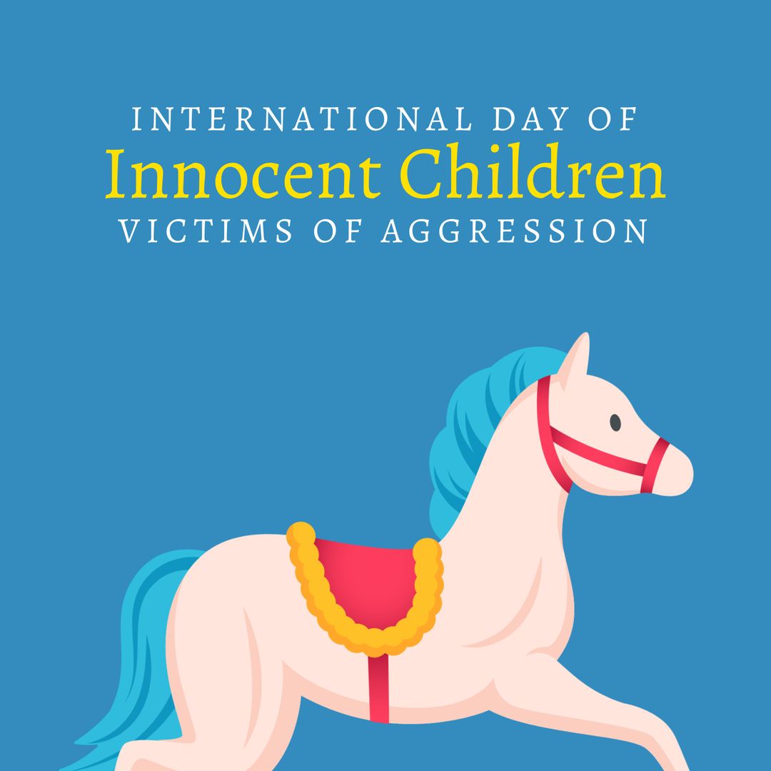 International Day of Innocent Children With Toy Horse Illustration