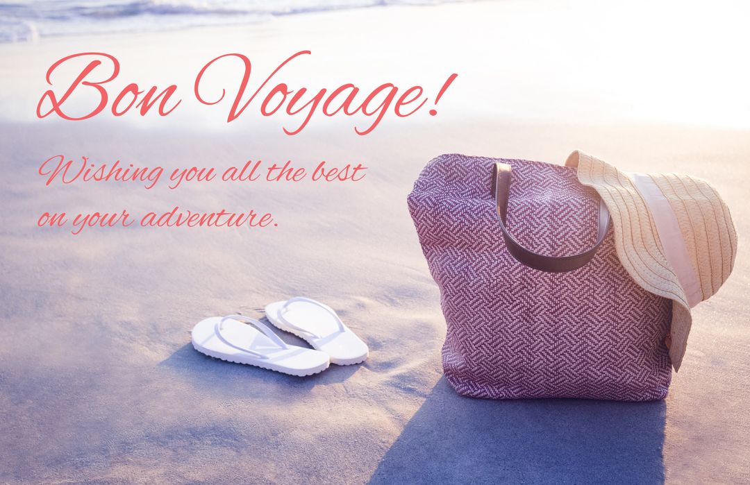 Bon Voyage Beach Scene with Summer Travel Essentials