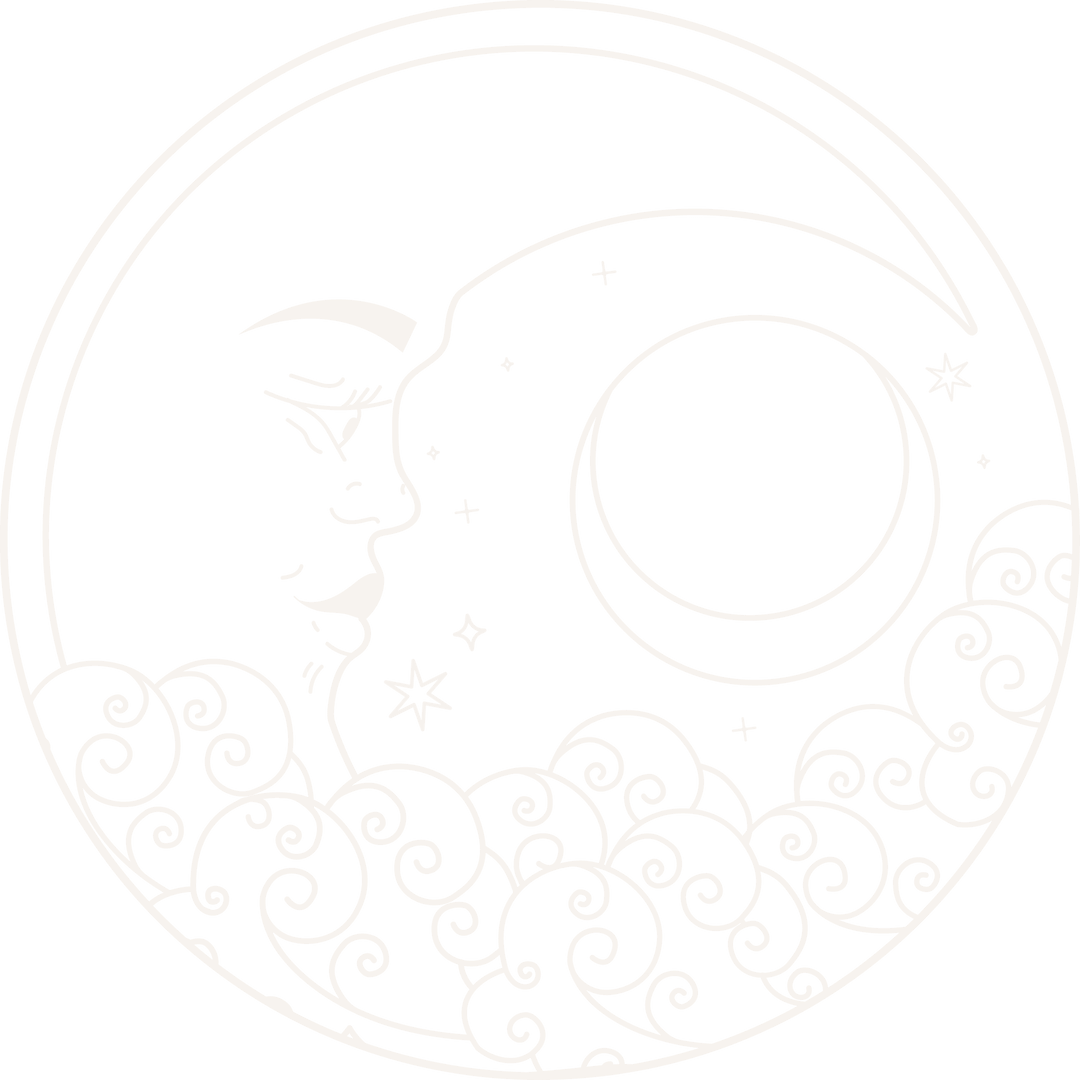 Transparent Lunar Crescent Embracing Stars and Swirling Clouds