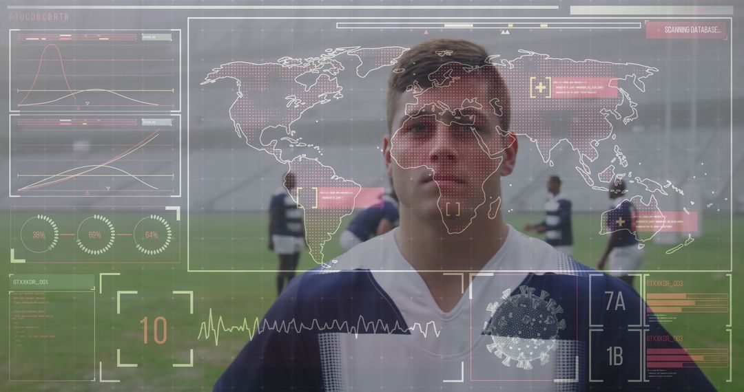 Soccer Player Analyzed with Futuristic Performance Analytics Overlay