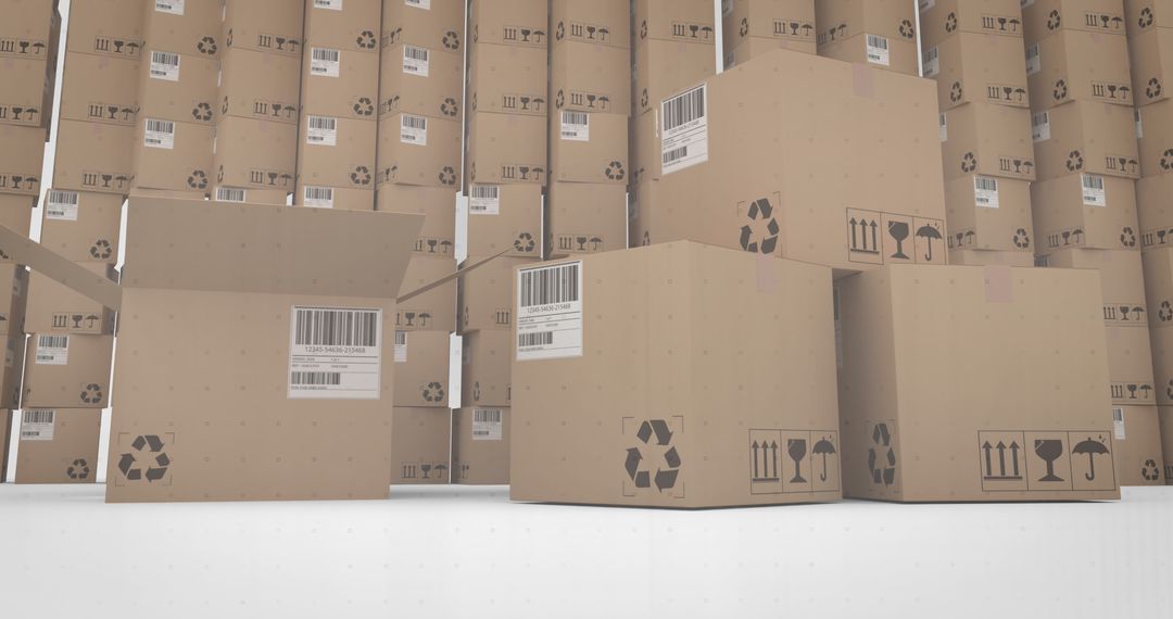 Stacked Cardboard Boxes for Global Shipping and Logistics