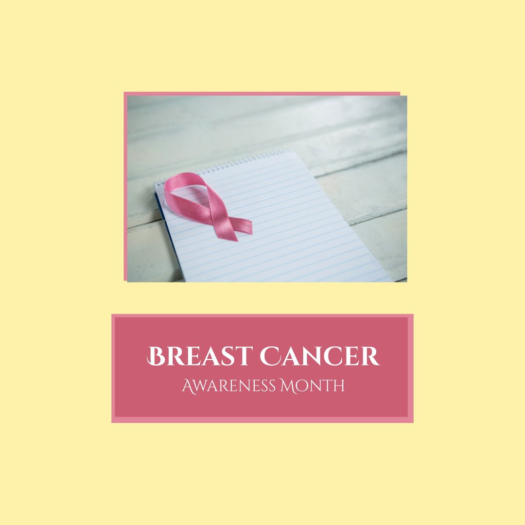 Breast Cancer Awareness Month Concept with Pink Ribbon and Notebook - Download Free Stock Templates Pikwizard.com