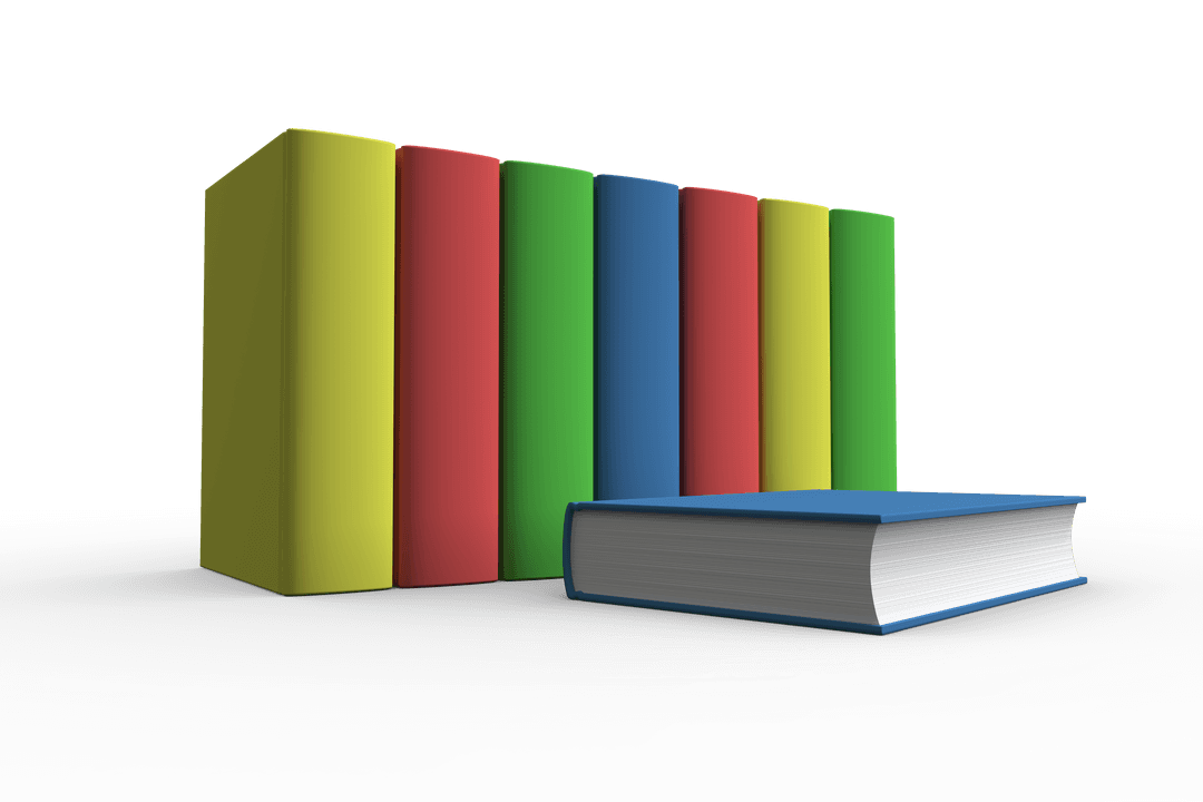 Colorful Books on Transparent Background for Reading Themes