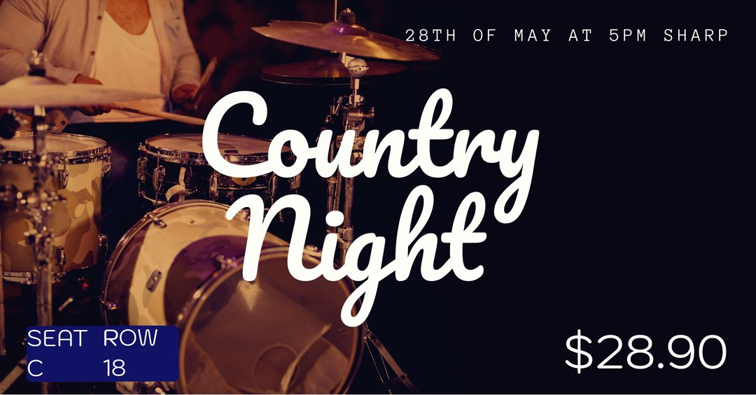 Country Night Concert Promotion with Drummer - Download Free Stock Templates Pikwizard.com