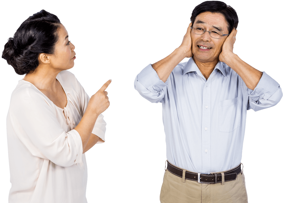 Couple Having Transparent Argument Reflecting Relationship Tension